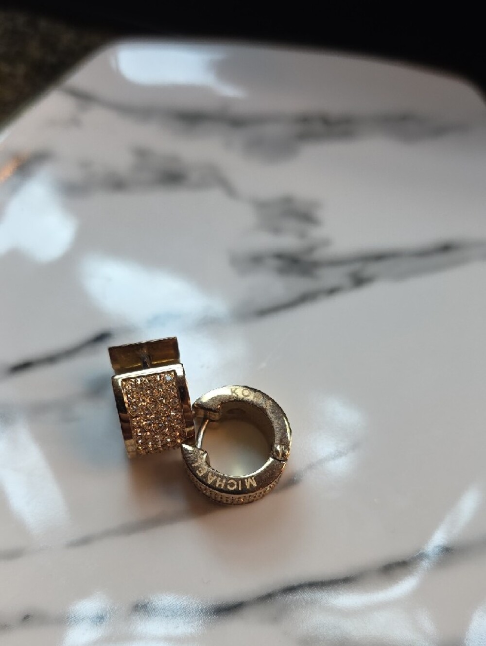 Michael Kors Rose Gold Pavé Huggie Hoops - Picture 2 of 6